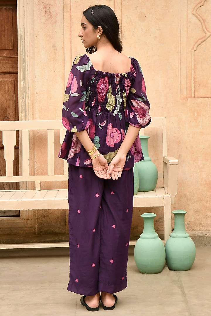 Violet Silk Digital Printed Top by TARO at Pernia's Pop Up Shop