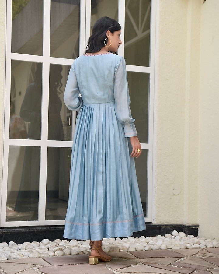 Carolina Blue Aari Embroidered Vacation Dress by TARO at Pernia's Pop Up Shop