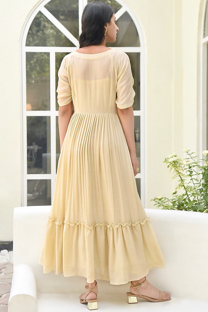 Ivory Silk Embroidered Vacation Dress by TARO at Pernia's Pop Up Shop