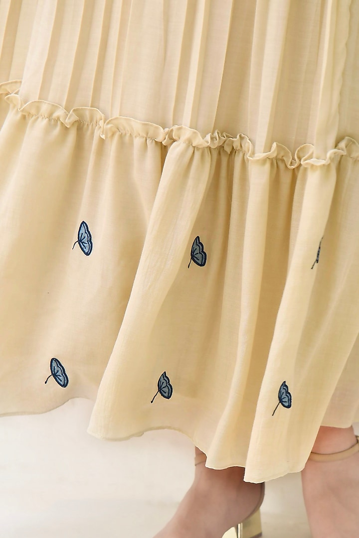 Ivory Silk Embroidered Vacation Dress by TARO at Pernia's Pop Up Shop