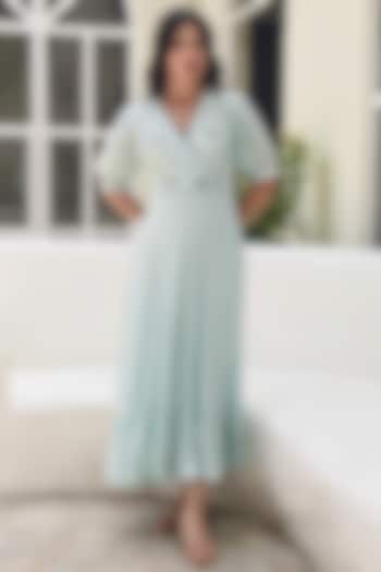 Tiffany Blue Silk Panelled Dress by TARO