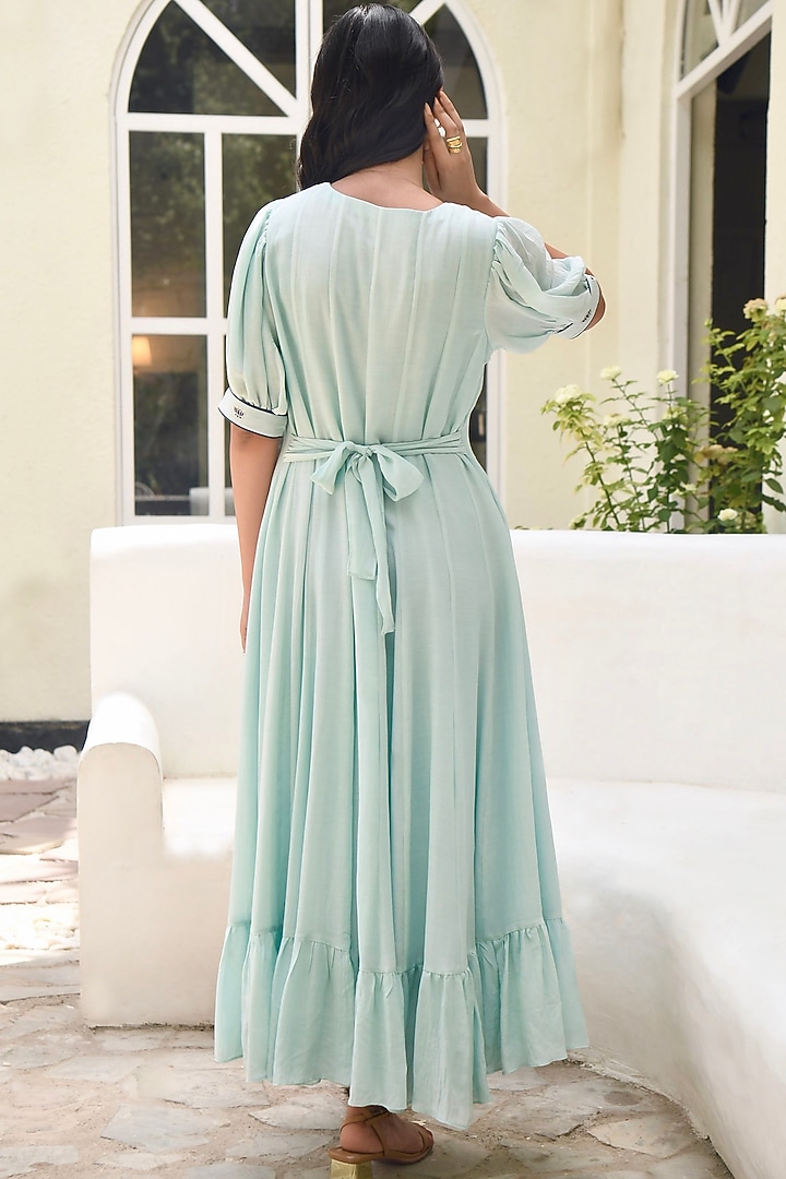 Tiffany Blue Silk Panelled Summer Dress by TARO at Pernia's Pop Up Shop
