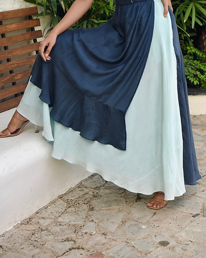 Powder Blue Modal Silk Midi Summer Dress by TARO at Pernia's Pop Up Shop