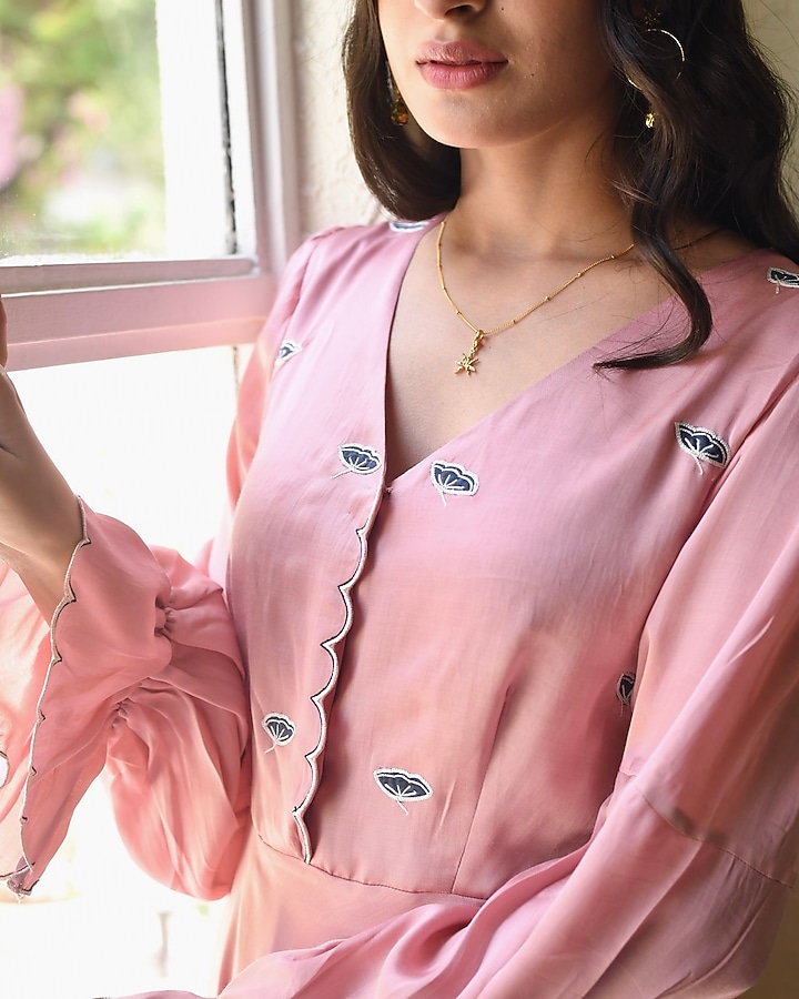 Blush Pink Satin Midi Vacation Dress by TARO at Pernia's Pop Up Shop