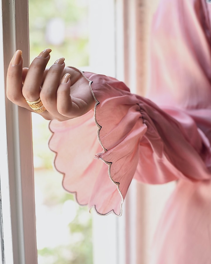 Blush Pink Satin Midi Vacation Dress by TARO at Pernia's Pop Up Shop