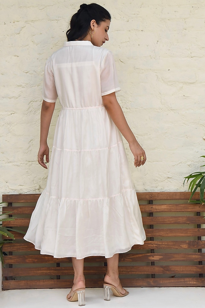 White Modal Silk Tiered Summer Dress by TARO at Pernia's Pop Up Shop