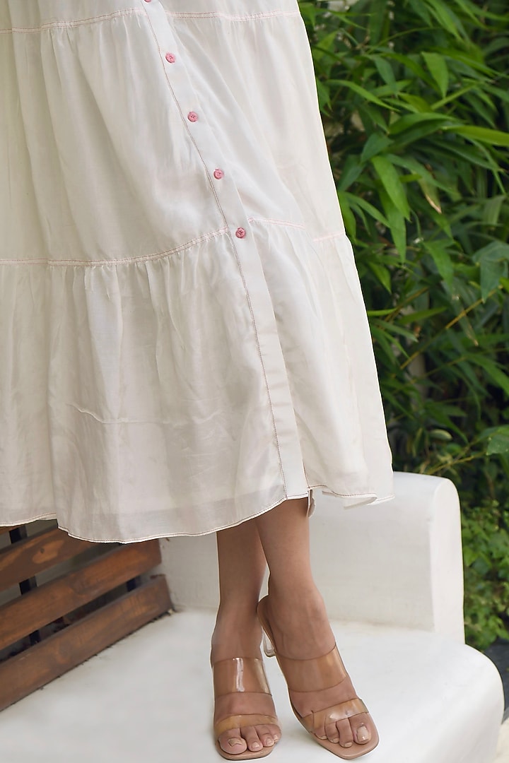 White Modal Silk Tiered Summer Dress by TARO at Pernia's Pop Up Shop
