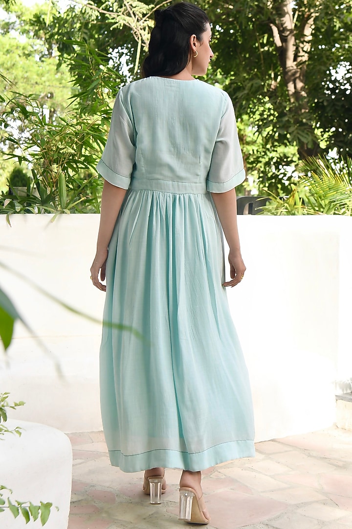 Powder Blue Embroidered Summer Dress by TARO at Pernia's Pop Up Shop