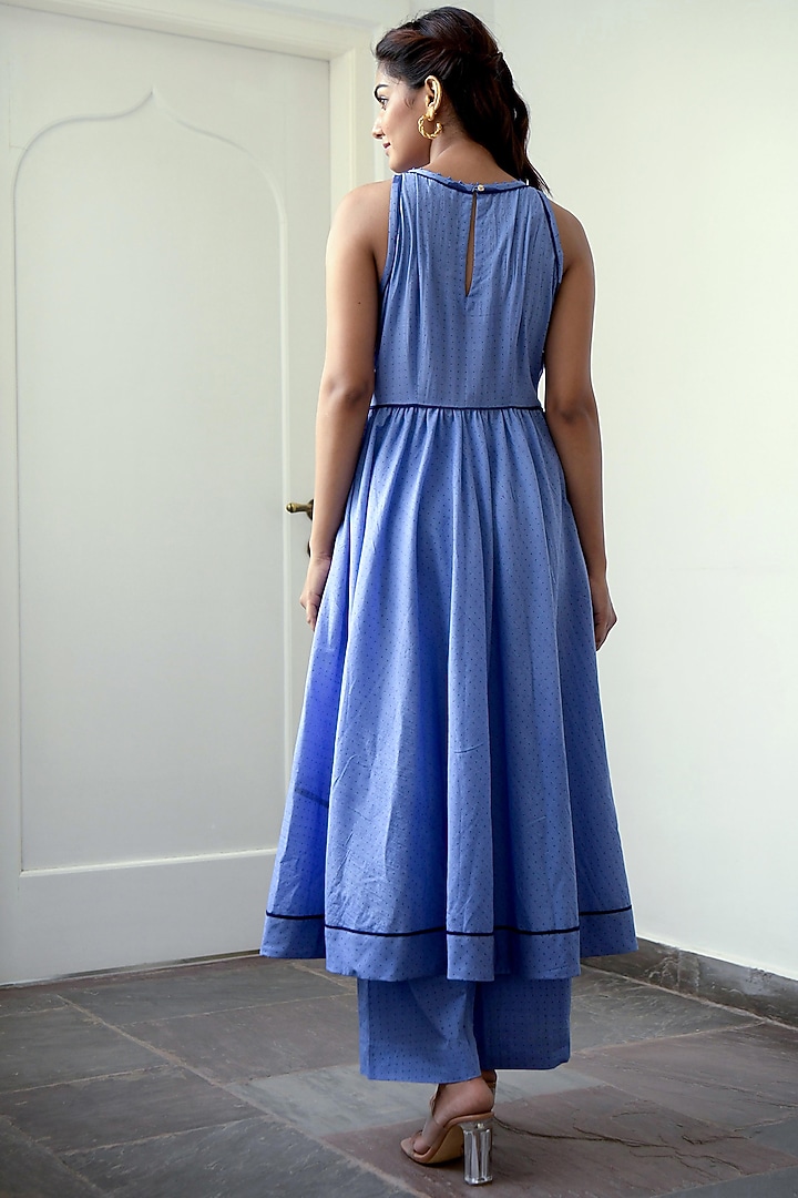 Persian Indigo Cotton Kurta Set by TARO at Pernia's Pop Up Shop