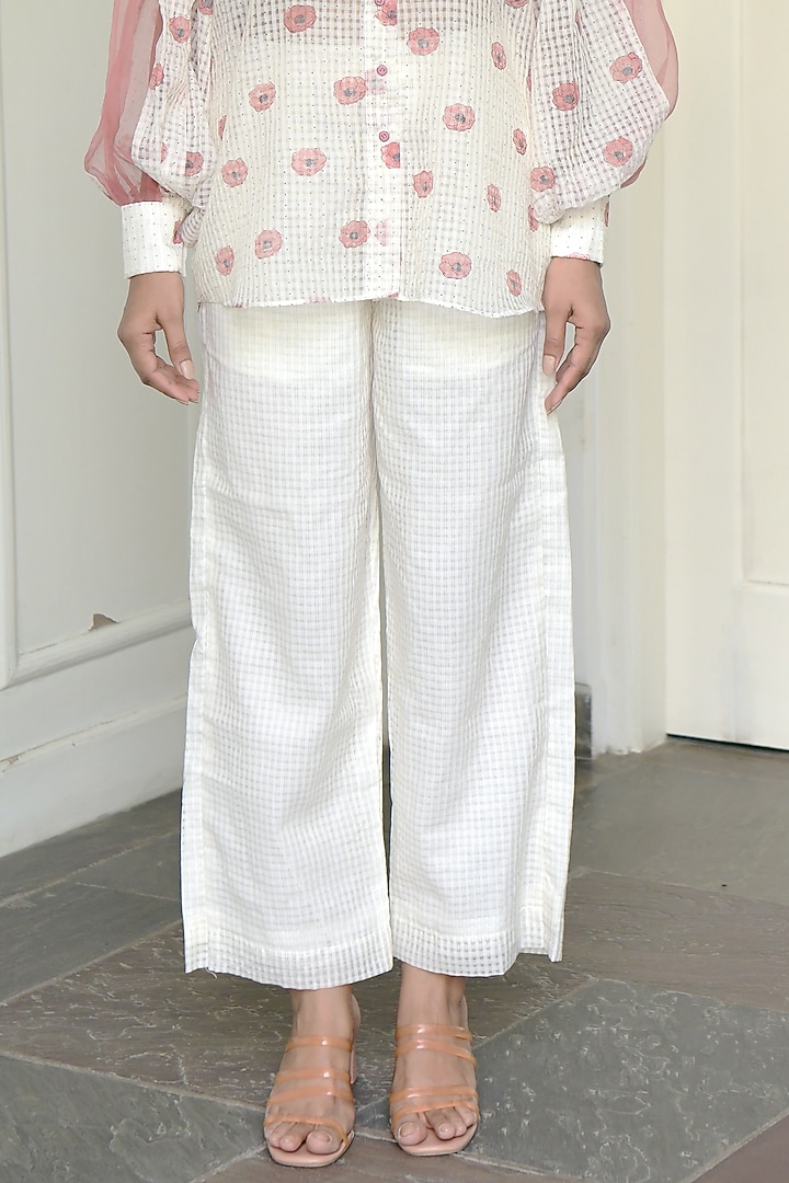 White Coral Cotton Pants by TARO at Pernia's Pop Up Shop