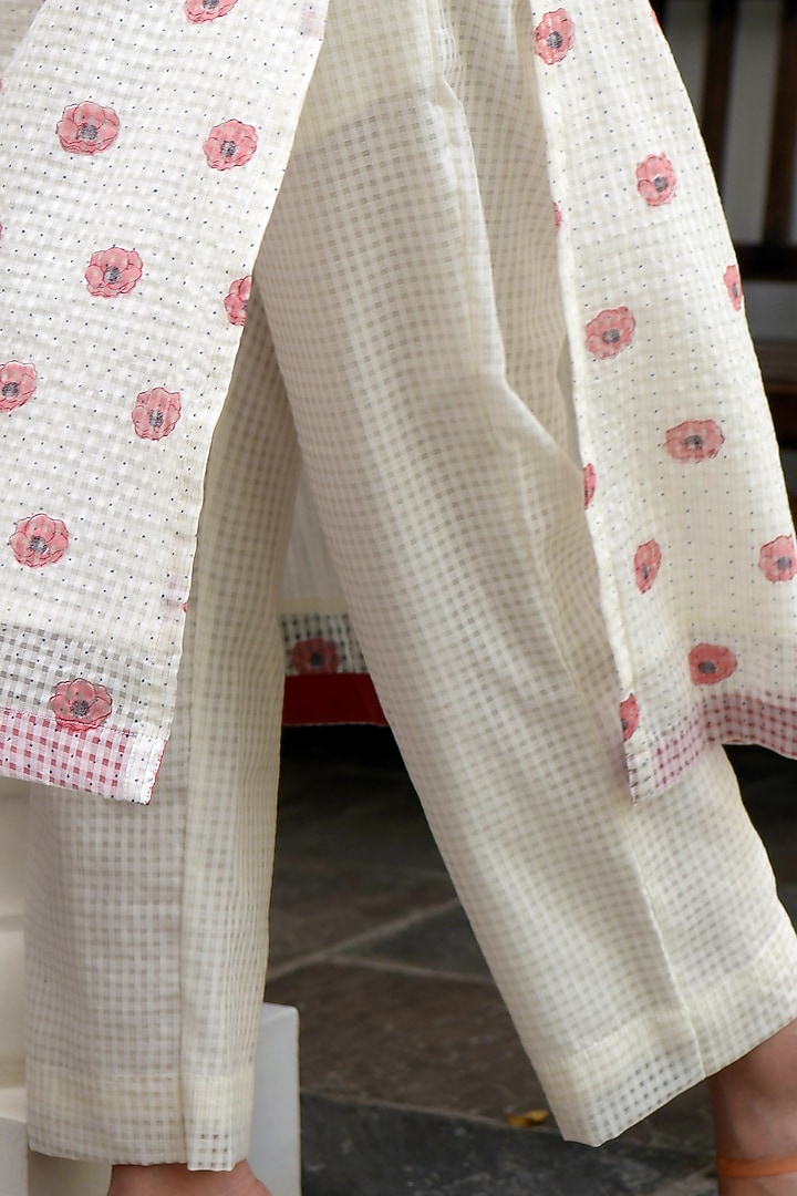 White Coral Cotton Pants by TARO at Pernia's Pop Up Shop