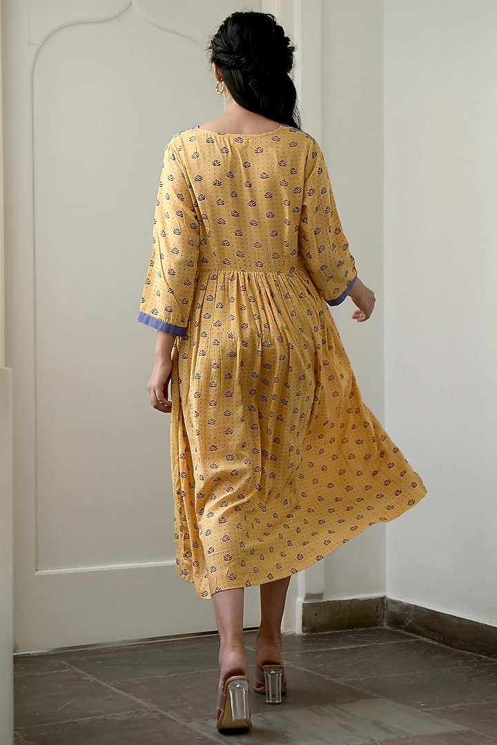 Lemon & Lilac Hand Block Printed Summer Dress by TARO at Pernia's Pop Up Shop