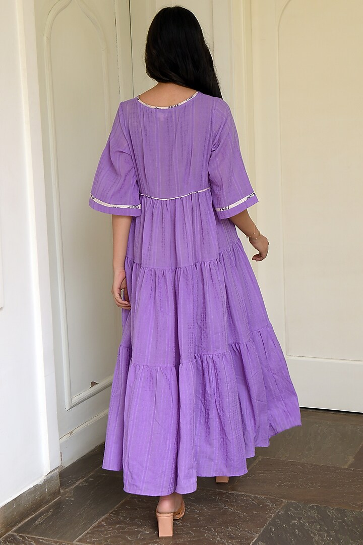 Amethyst Handwoven Cotton Tiered Summer Dress by TARO at Pernia's Pop Up Shop