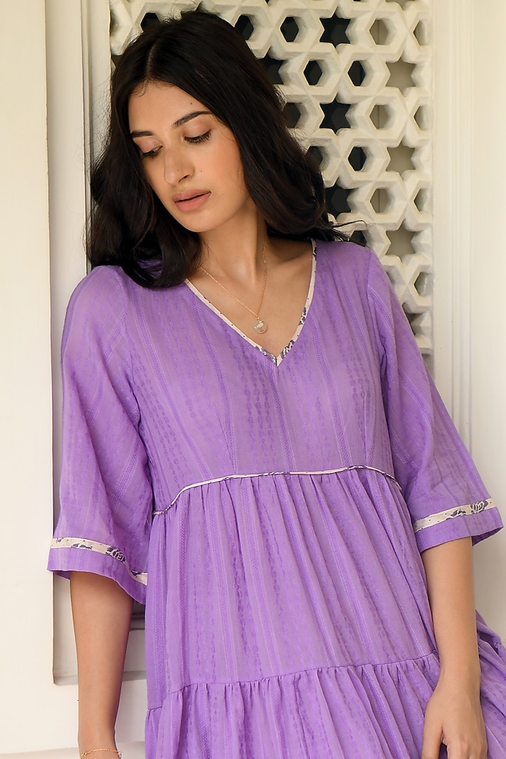 Amethyst Handwoven Cotton Tiered Summer Dress by TARO at Pernia's Pop Up Shop