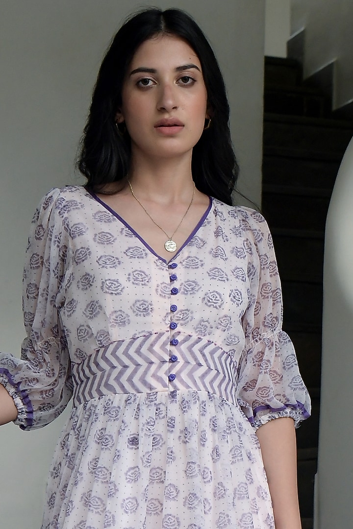 Carnation Pink Block Printed Tiered Summer Dress by TARO at Pernia's Pop Up Shop