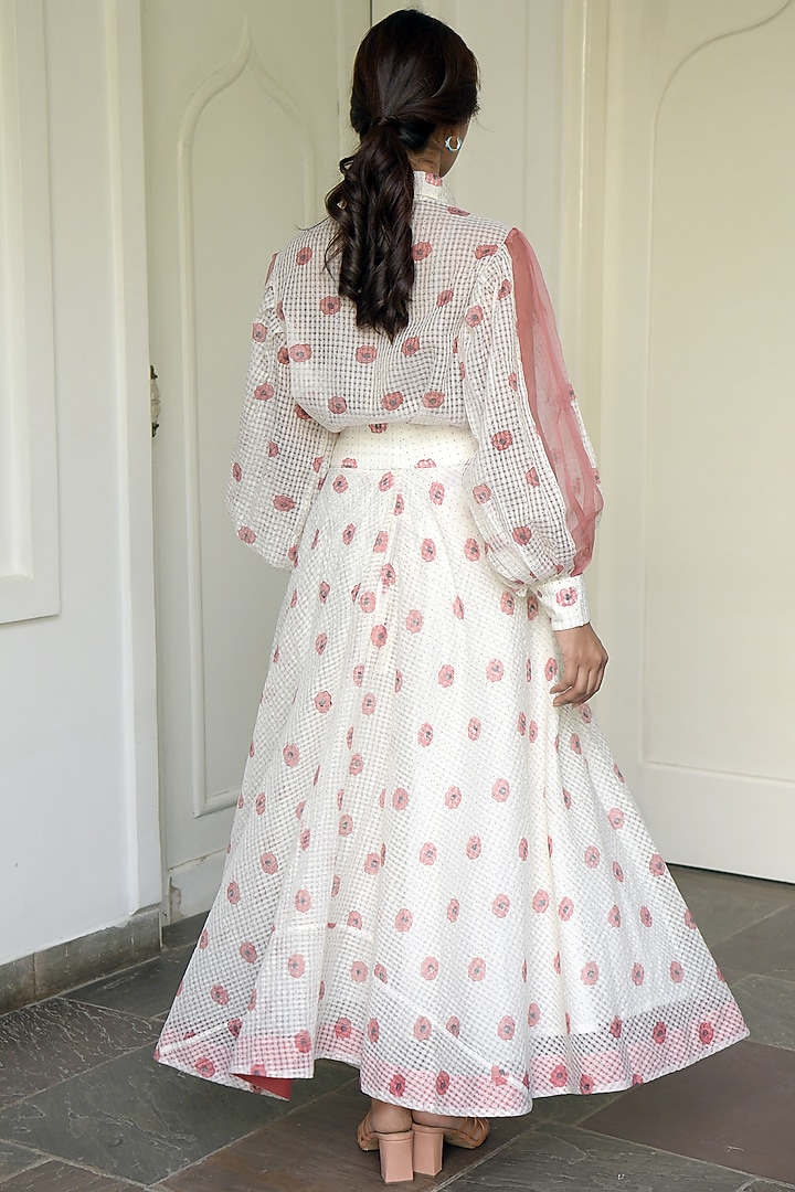 Ivory Block Printed Skirt by TARO at Pernia's Pop Up Shop