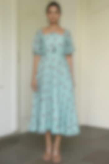 Pastel Green Black Printed Summer Dress by TARO at Pernia's Pop Up Shop