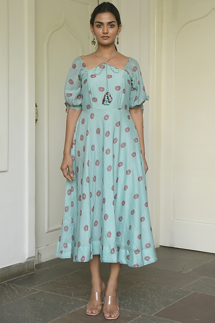 Pastel Green Black Printed Summer Dress by TARO at Pernia's Pop Up Shop