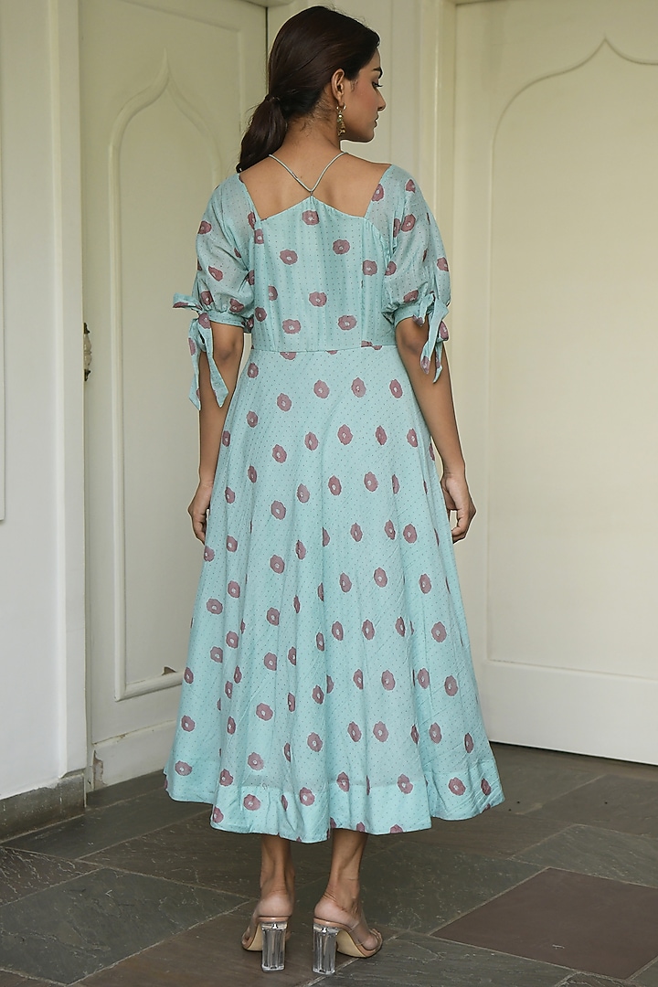 Pastel Green Black Printed Summer Dress by TARO at Pernia's Pop Up Shop