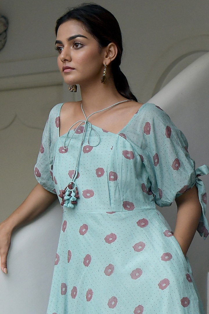 Pastel Green Black Printed Summer Dress by TARO at Pernia's Pop Up Shop