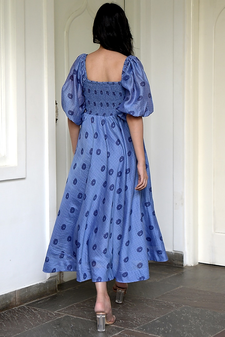 Cornflower Blue Floral Printed Summer Dress by TARO at Pernia's Pop Up Shop