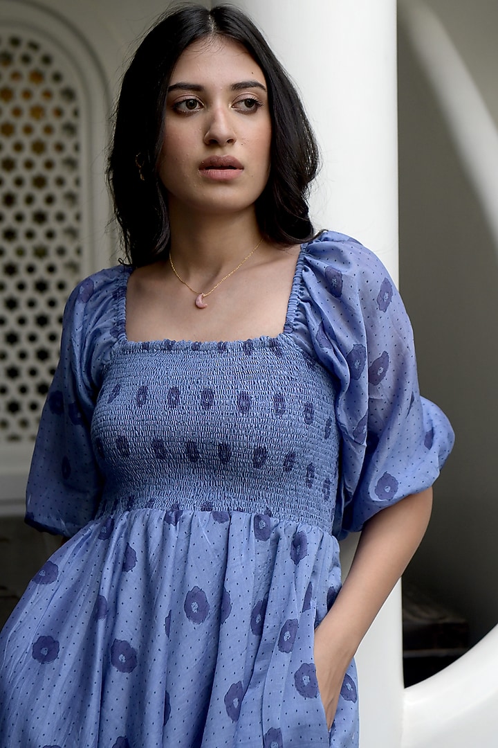 Cornflower Blue Floral Printed Summer Dress by TARO at Pernia's Pop Up Shop