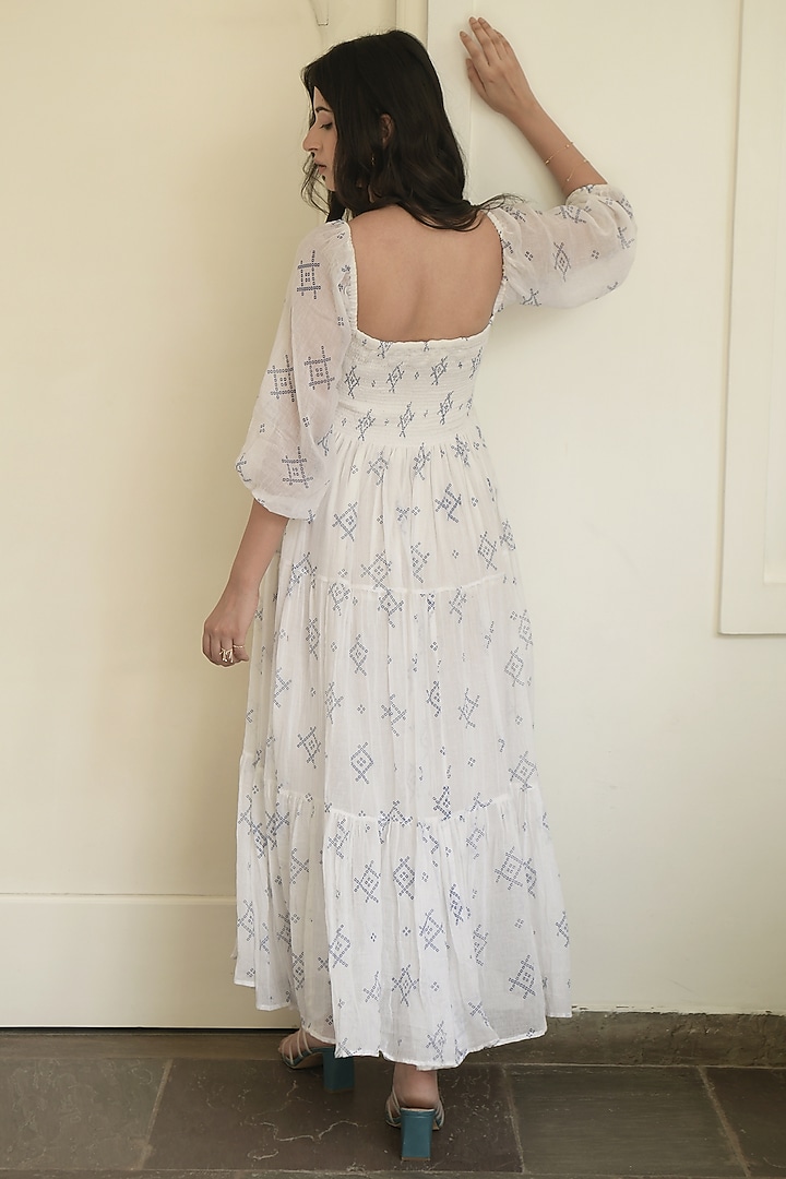 Ivory Motifs Printed Tiered Summer Dress by TARO at Pernia's Pop Up Shop