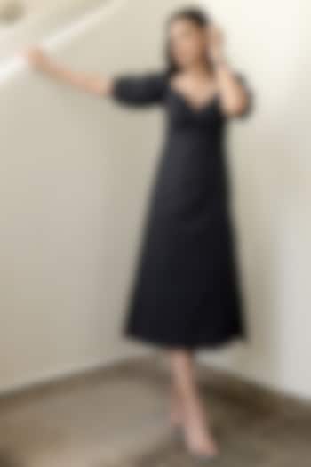 Black Handwoven Cotton Dress by TARO
