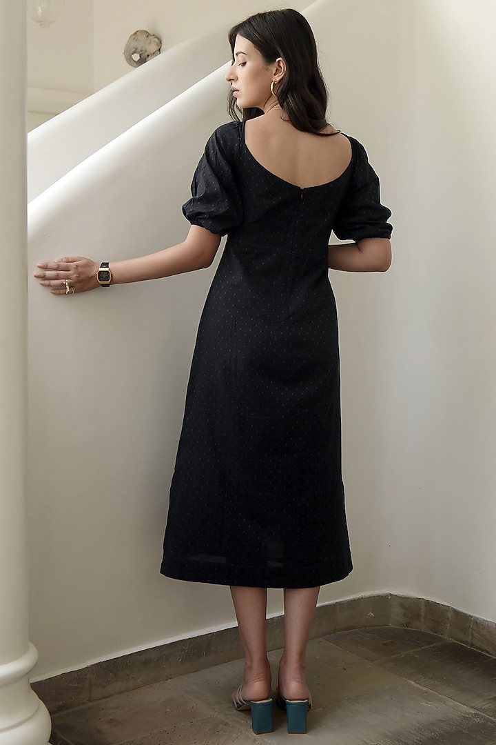Black Handwoven Cotton Summer Dress by TARO at Pernia's Pop Up Shop