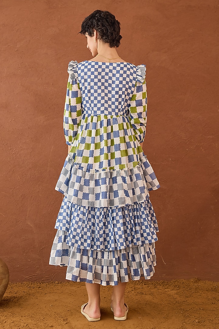 Multi-Coloured Cotton Mulmul Hand Block Printed Summer Dress by TARO at Pernia's Pop Up Shop