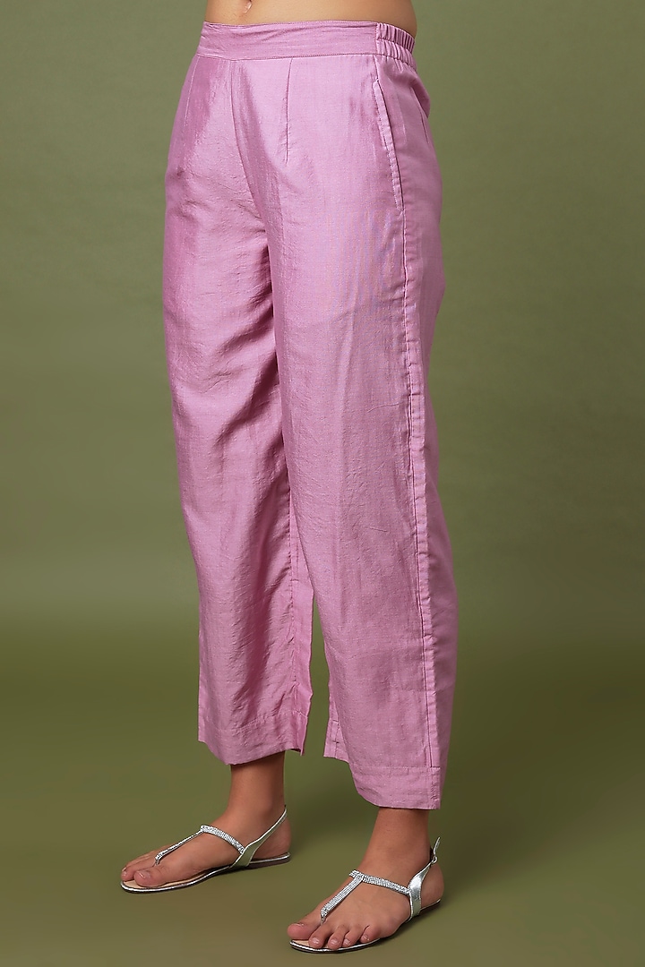 Rustic Pink Hand Embroidered Party Wear Anarkali Set by TARO at Pernia's Pop Up Shop