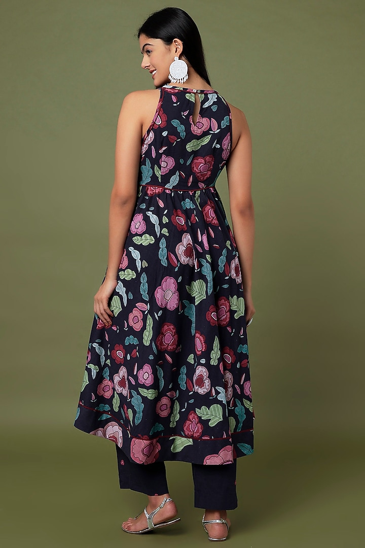 Persian Blue Printed Kurta Set by TARO at Pernia's Pop Up Shop