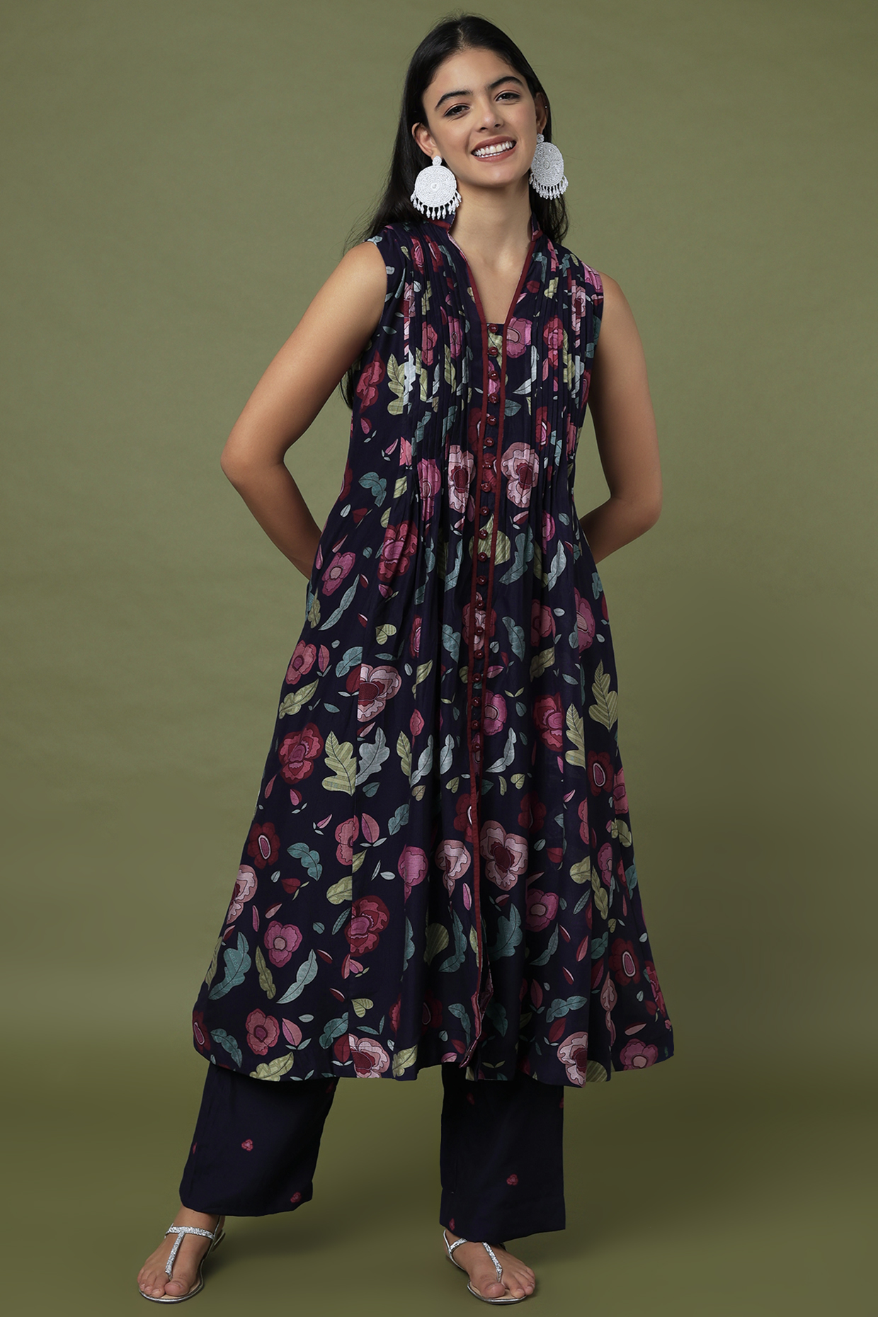 Persian Blue Printed Tunic Set by TARO at Pernia's Pop Up Shop