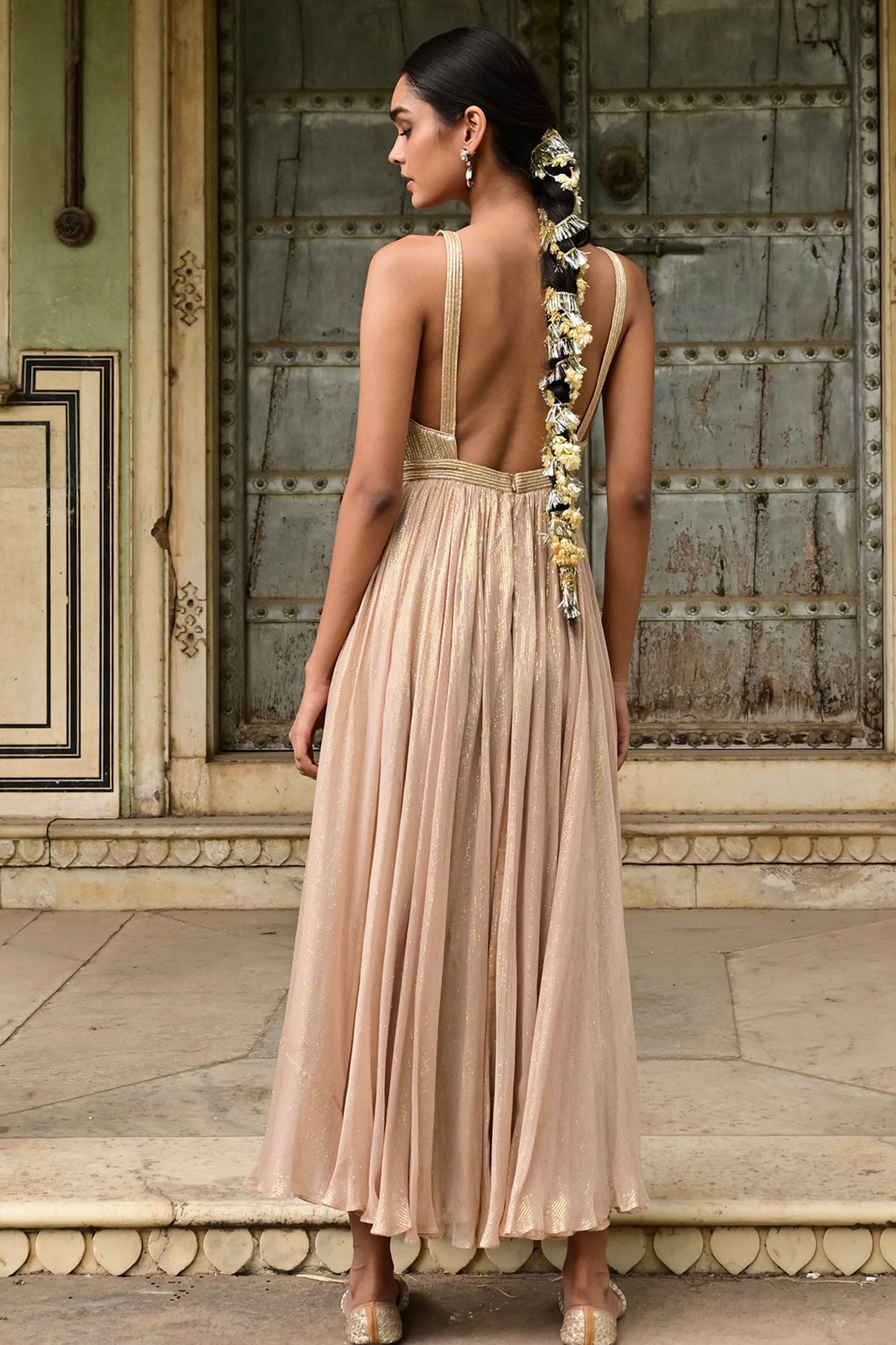 Beige 2024 embellished dress