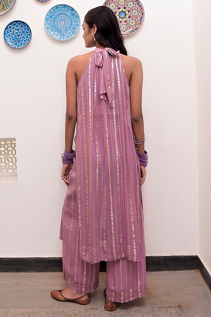 Lavender Cotton Silver Lurex Co-Ord Set by TARO at Pernia's Pop Up Shop