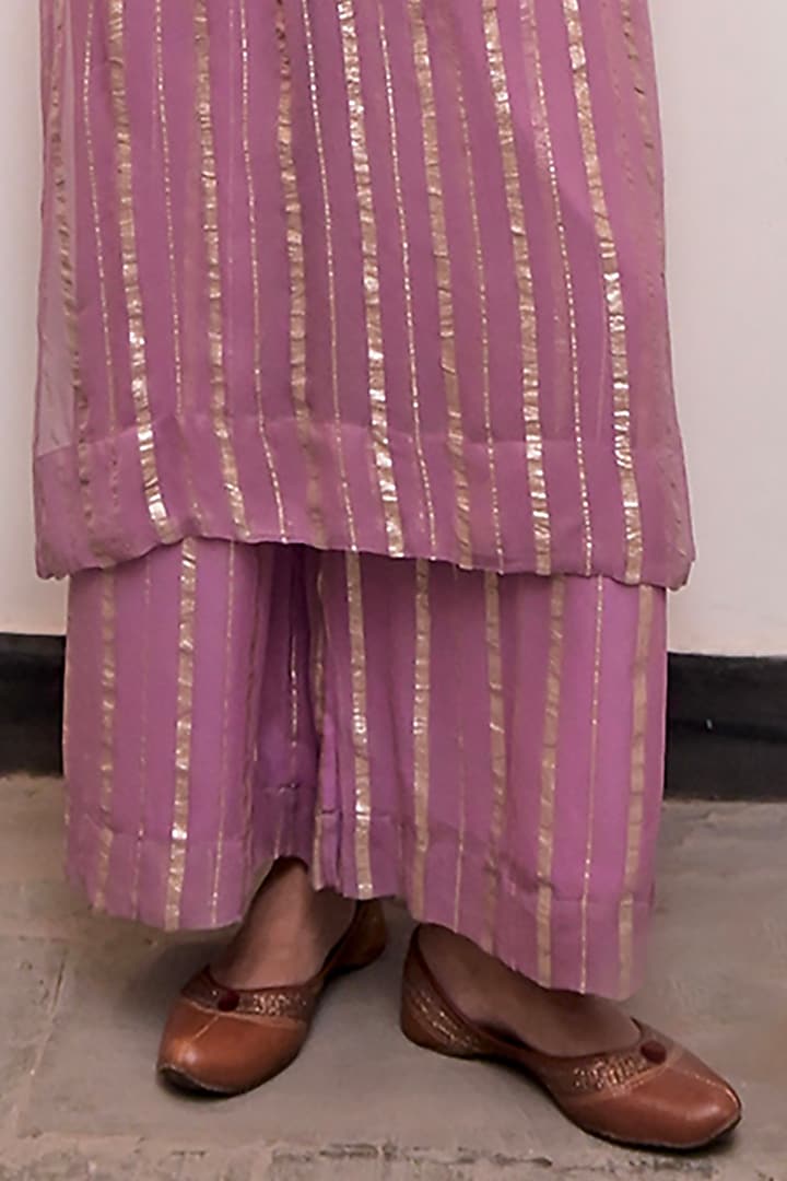 Lavender Cotton Silver Lurex Co-Ord Set by TARO at Pernia's Pop Up Shop