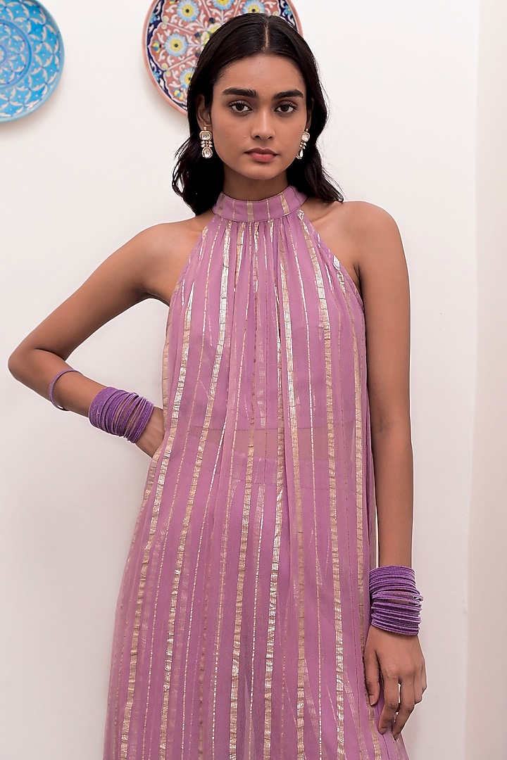 Lavender Cotton Silver Lurex Co-Ord Set by TARO at Pernia's Pop Up Shop