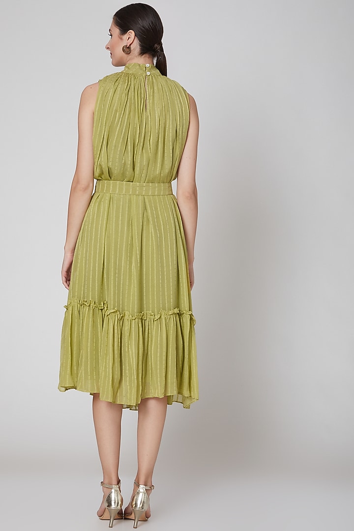 Lime A-Line Maxi Summer Dress With Belt by TARO at Pernia's Pop Up Shop
