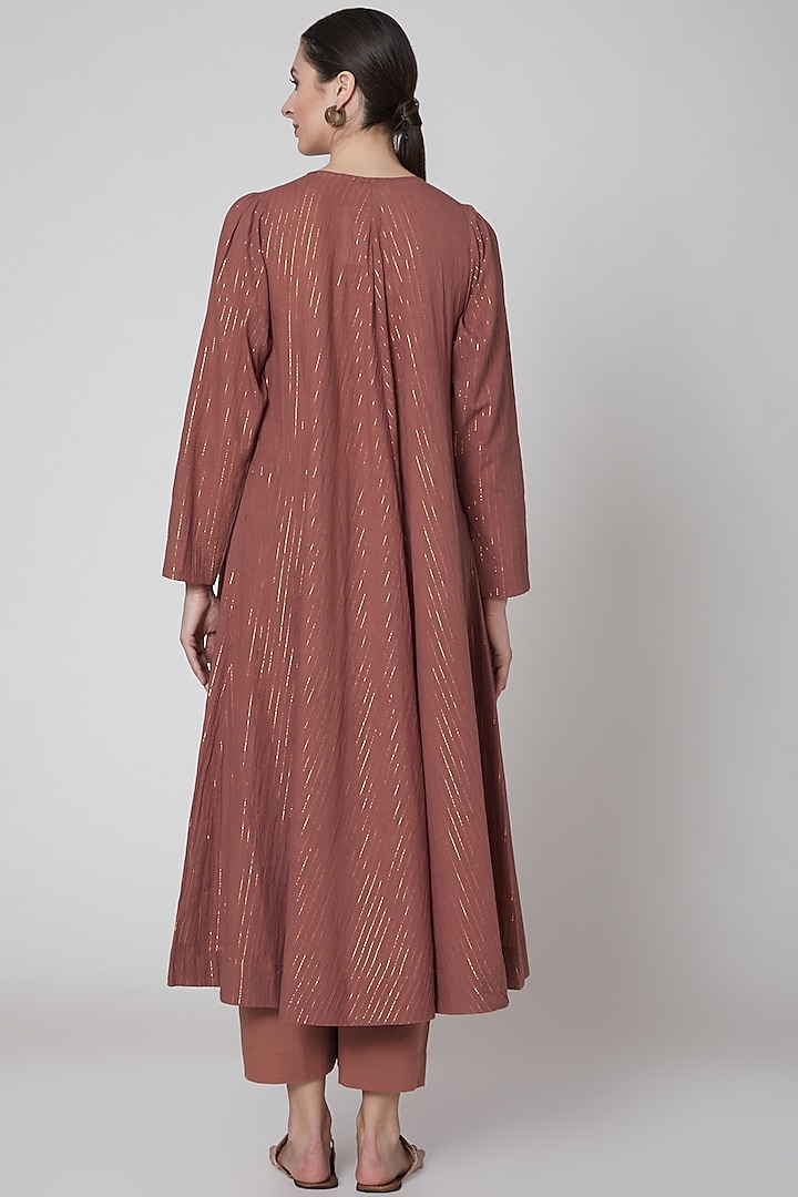 Copper Embroidered Kurta Set by TARO at Pernia's Pop Up Shop
