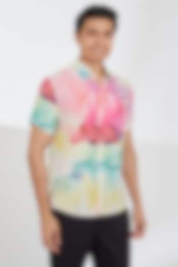 Multi-Colored Cotton Printed Shirt by Tarini Vij Men