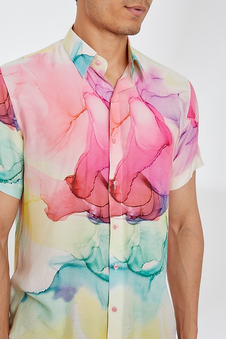 Multi-Colored Cotton Printed Summer Shirt by Tarini Vij Men at Pernia's Pop Up Shop