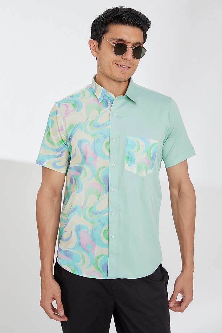 Multi-Colored Cotton Printed Summer Shirt by Tarini Vij Men at Pernia's Pop Up Shop