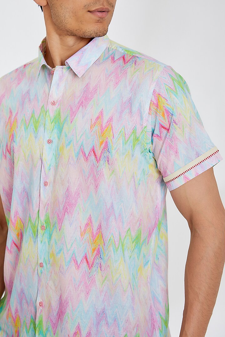 Multi-Colored Cotton Printed Summer Shirt by Tarini Vij Men at Pernia's Pop Up Shop