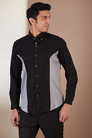 Grey & Black Tenzo Shirt by Tarini Vij Men