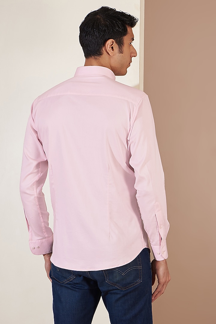 Light Pink Orient Satin Summer Shirt by Tarini Vij Men at Pernia's Pop Up Shop