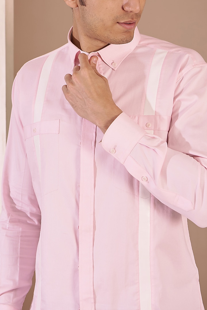 Light Pink Orient Satin Summer Shirt by Tarini Vij Men at Pernia's Pop Up Shop