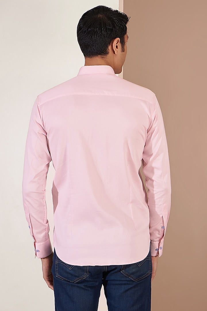 Light Pink Orient Satin Embroiered Party Wear Shirt by Tarini Vij Men at Pernia's Pop Up Shop