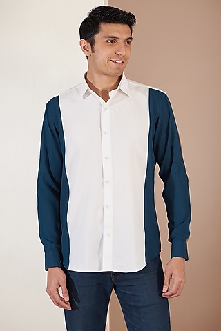 White Crepe Shirt by Tarini Vij Men