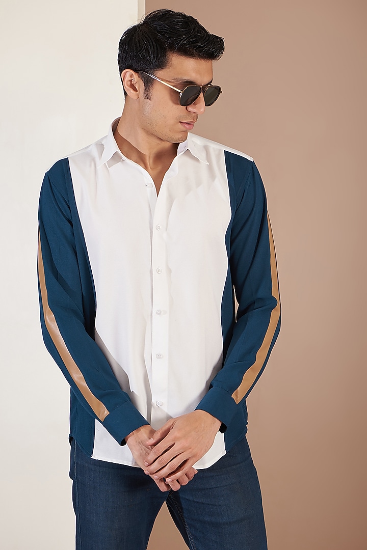 White Crepe Party Wear Shirt by Tarini Vij Men at Pernia's Pop Up Shop