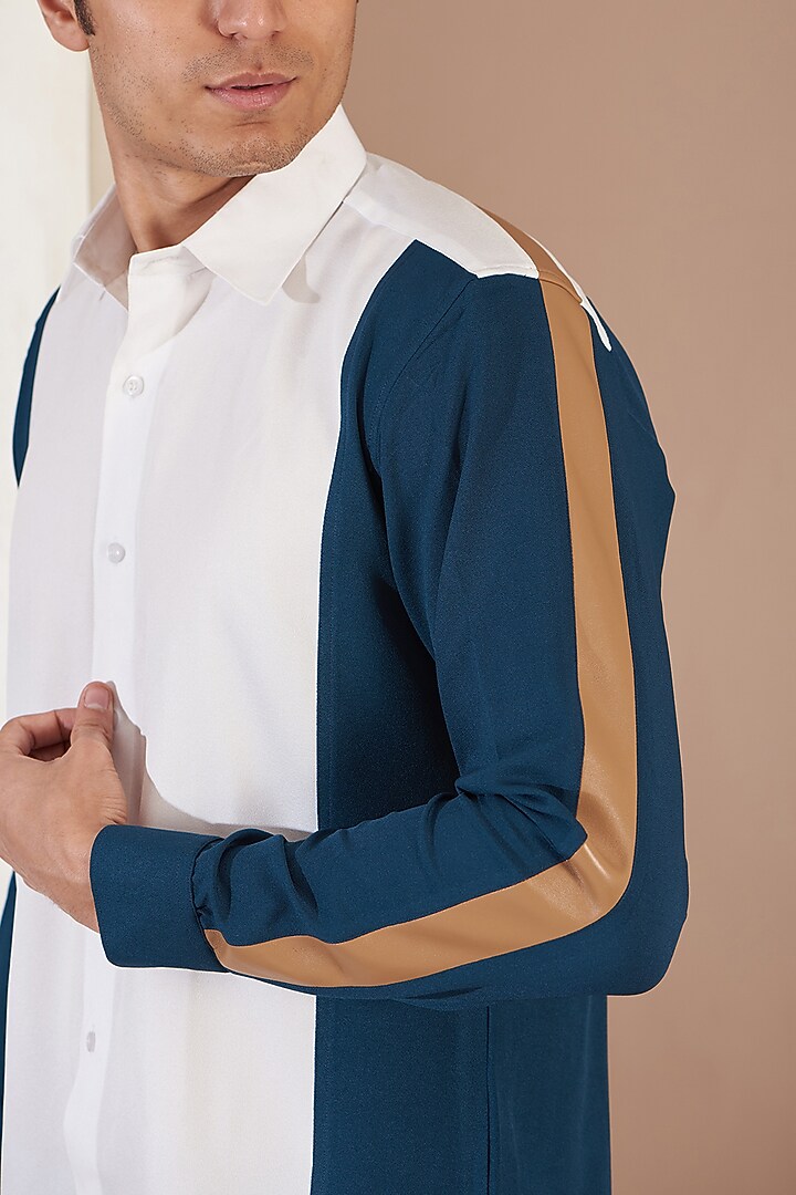 White Crepe Party Wear Shirt by Tarini Vij Men at Pernia's Pop Up Shop